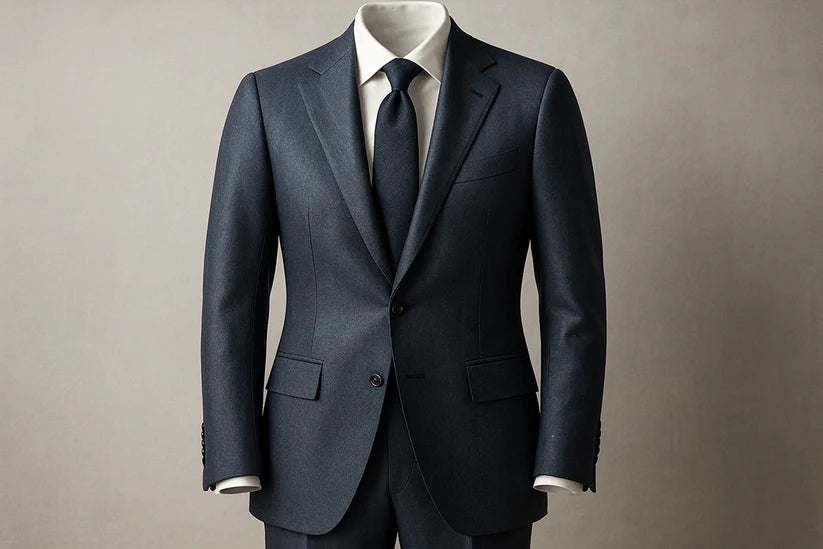 E35 Tailored Suit - Valerio Cassani - Blue Hill - Wool & Silk - Natural Stretch